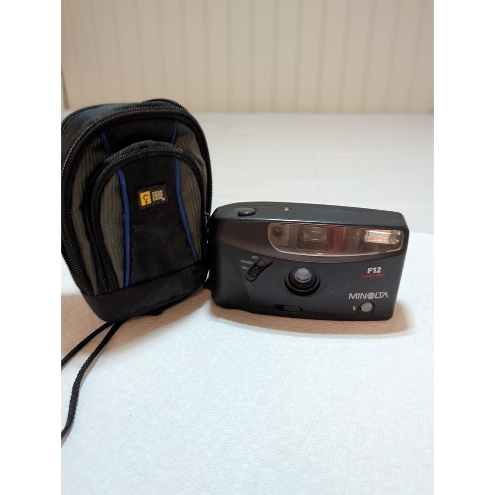 Vintage Minolta F10 Focus Free 35mm Point & Shoot Camera w/ Case